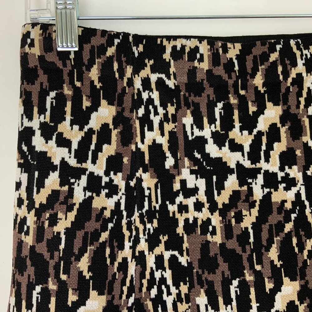 Parker Kenna Mini Skater Knit Mix Media Animal Print Skirt Sz M - Picture 6 of 16